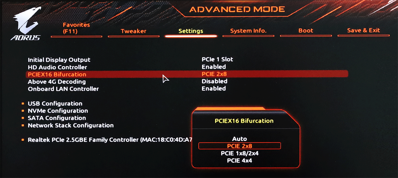 gigabyte bifurcation